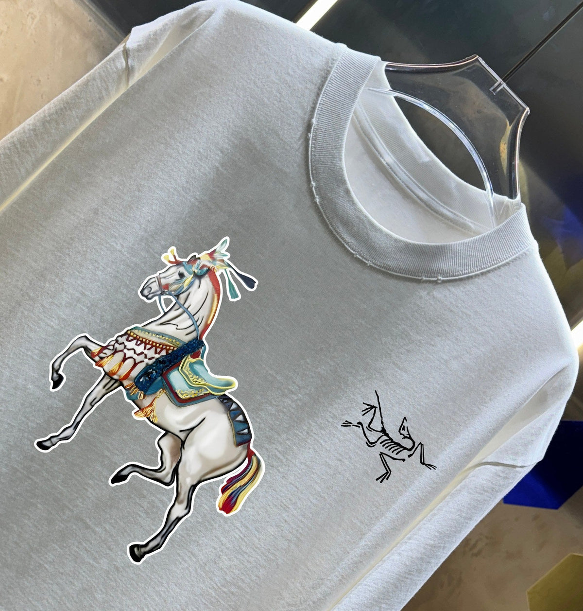 3D color blocked embroidery 🪡 Letter LOGO Phantom Spray Printed T-shirt
