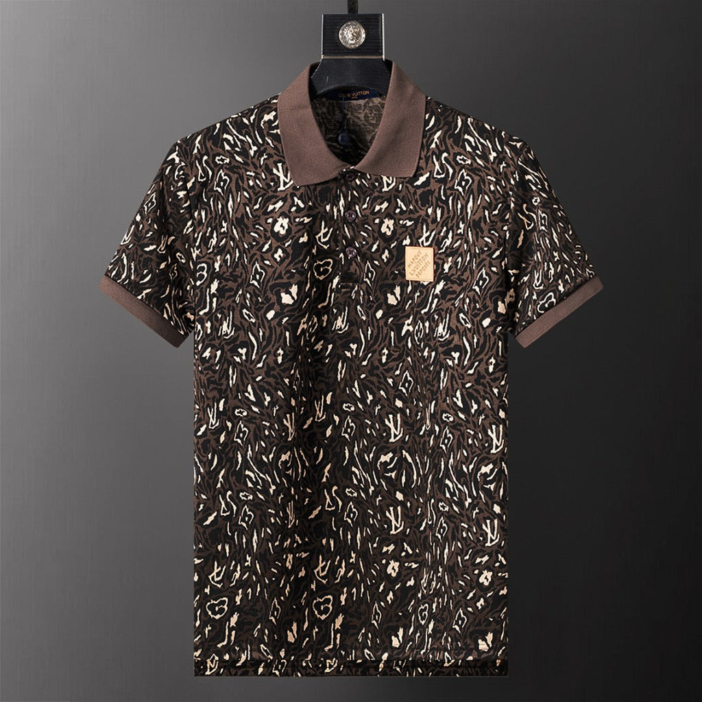Knitted jacquard fabric lapel T-shirt