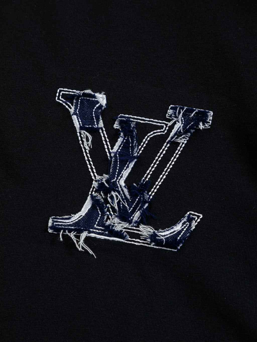 Cowboy patchwork letter embroidered round neck T-shirt