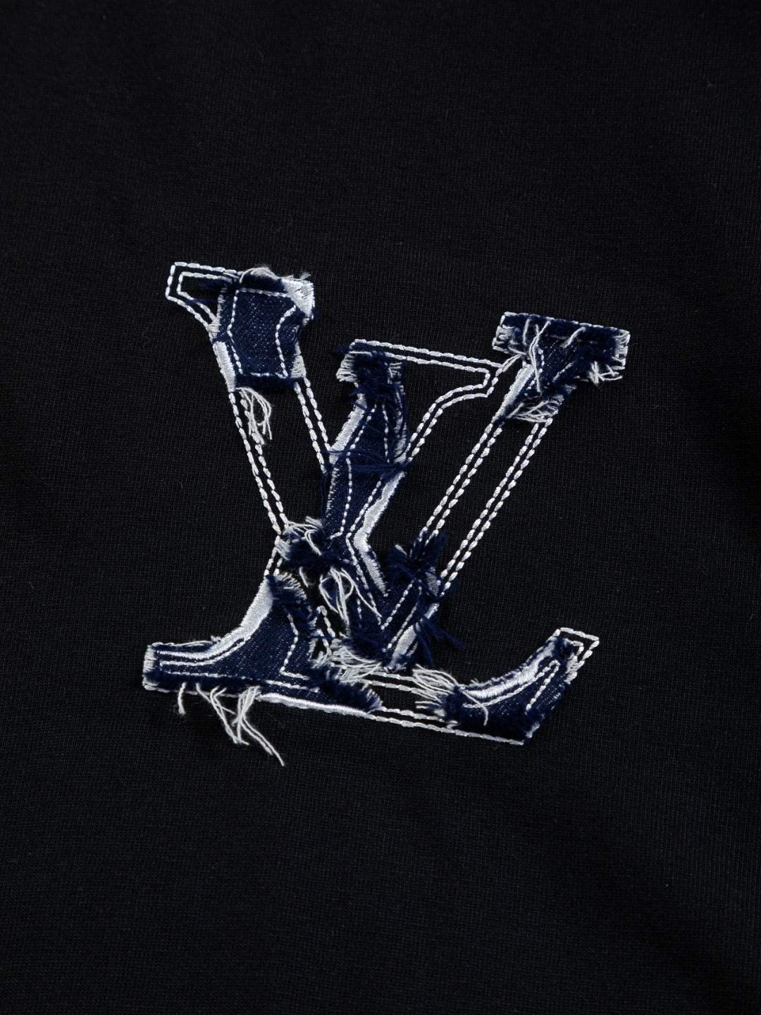 Cowboy patchwork letter embroidered round neck T-shirt