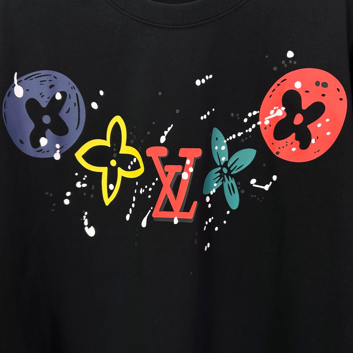 New splashed ink color logo couple's short sleeved T-shirt