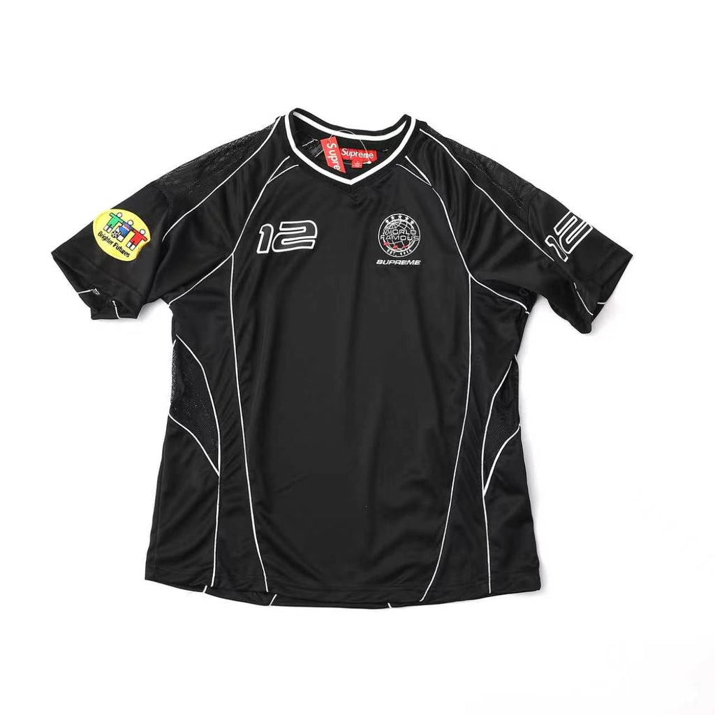 Embroidered patch short sleeved football jersey for both men and women