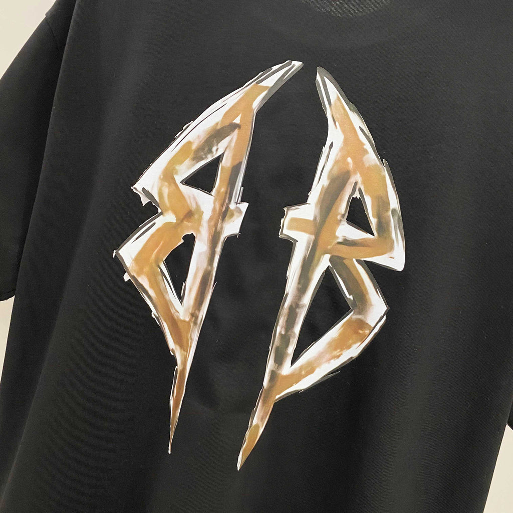 Chest sticker printed logo round neck short sleeved T-shirt 2