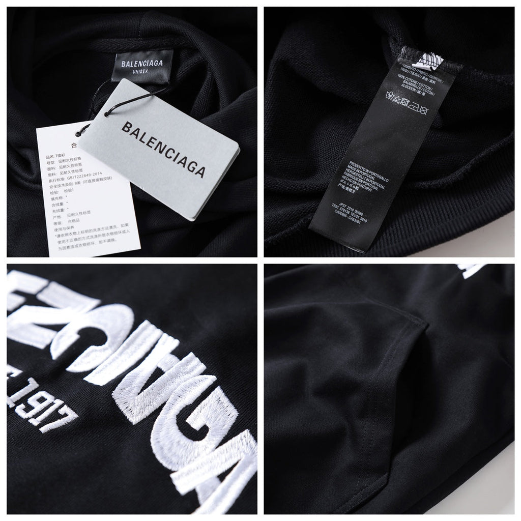 Reverse garbled letter embroidery hooded sweatshirt