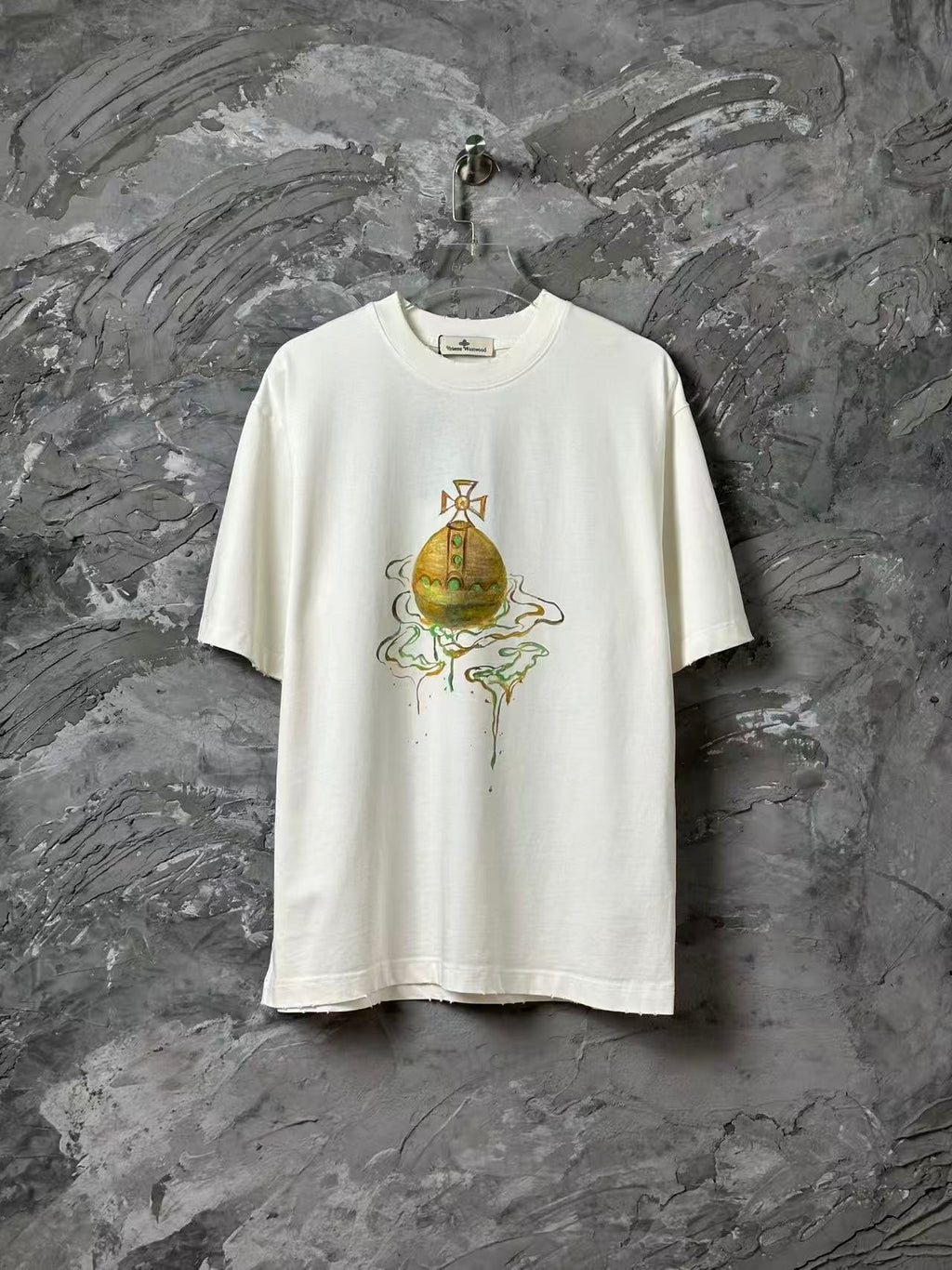 Letter Rainbow Paint Inkjet Printed Short Sleeve T-shirt