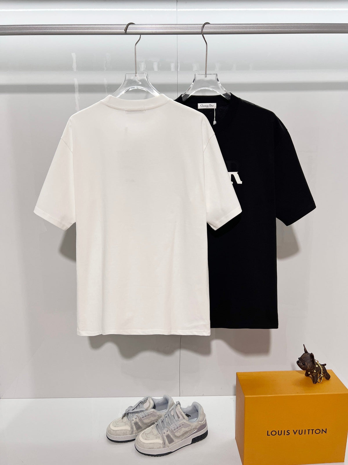 Classic Splicing Color Contrast Offset Letter Round Neck T-shirt