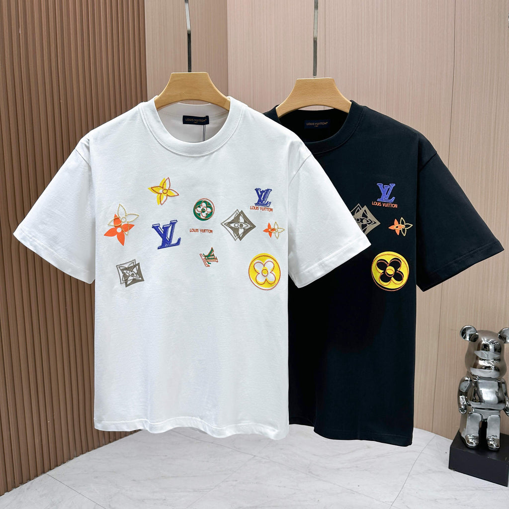 Spring and summer new embroidered round neck short sleeved T-shirt