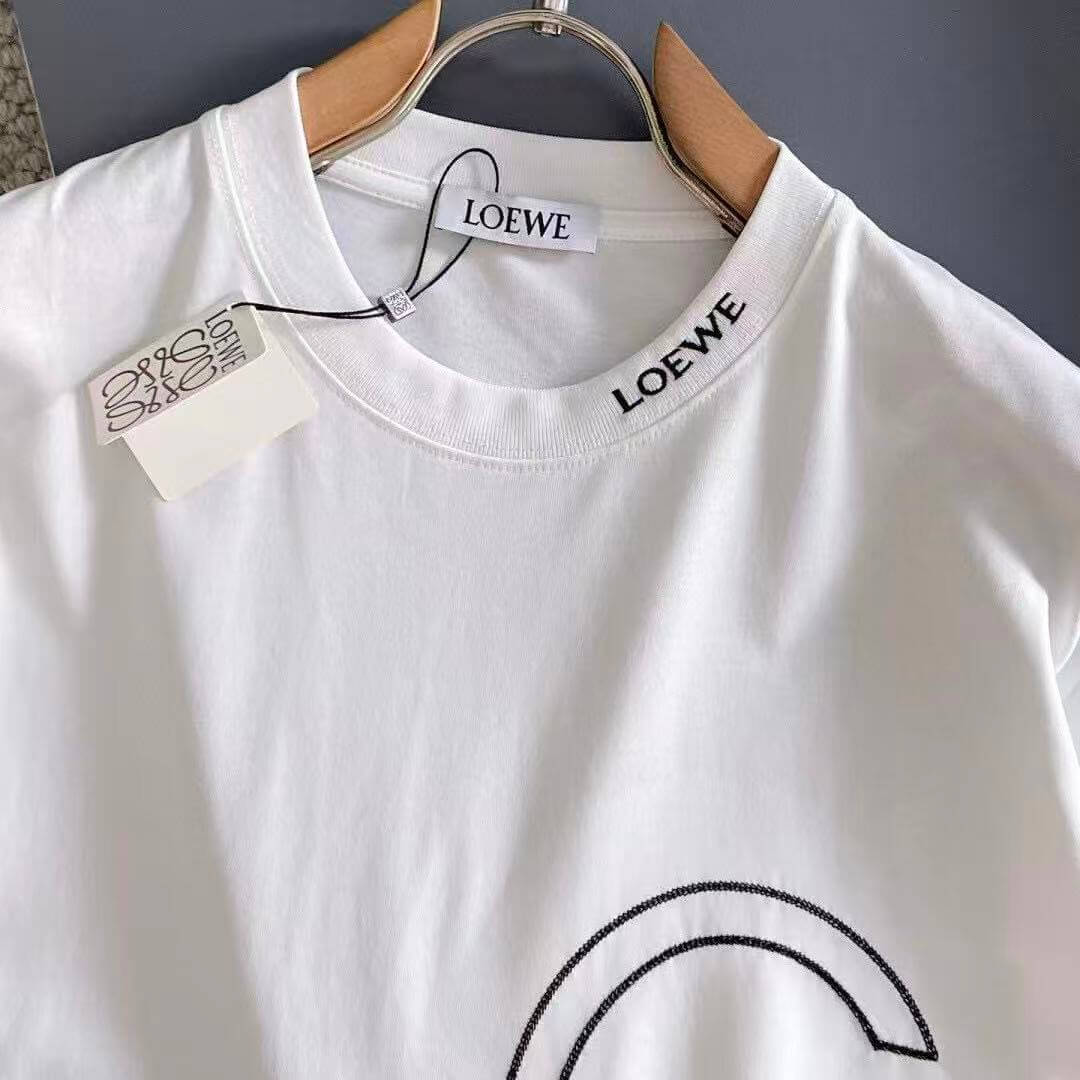 Grid Pattern Embroidered T-Shirt