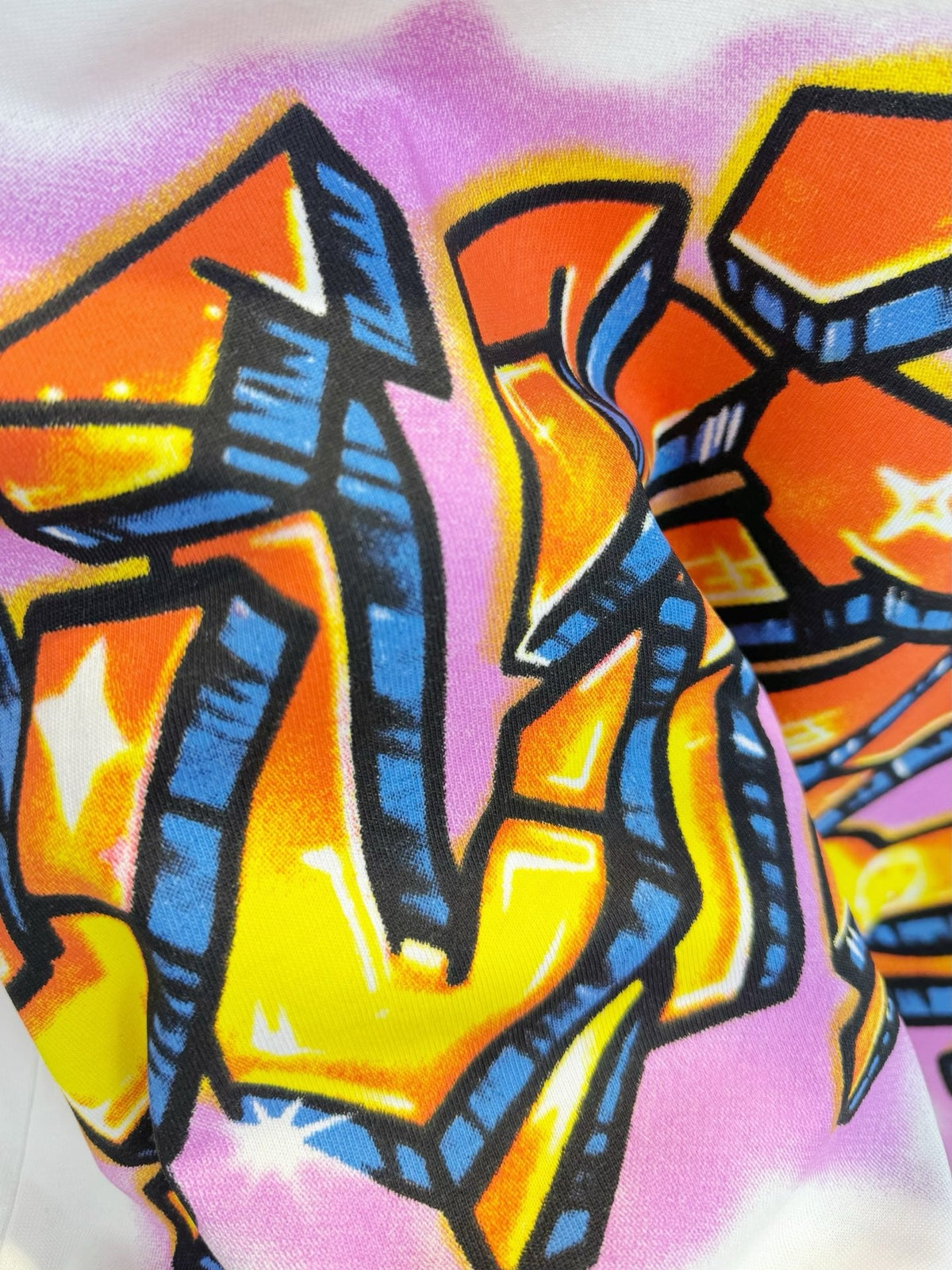 Flame Crack Logo Graffiti Letter Round Neck Short Sleeve