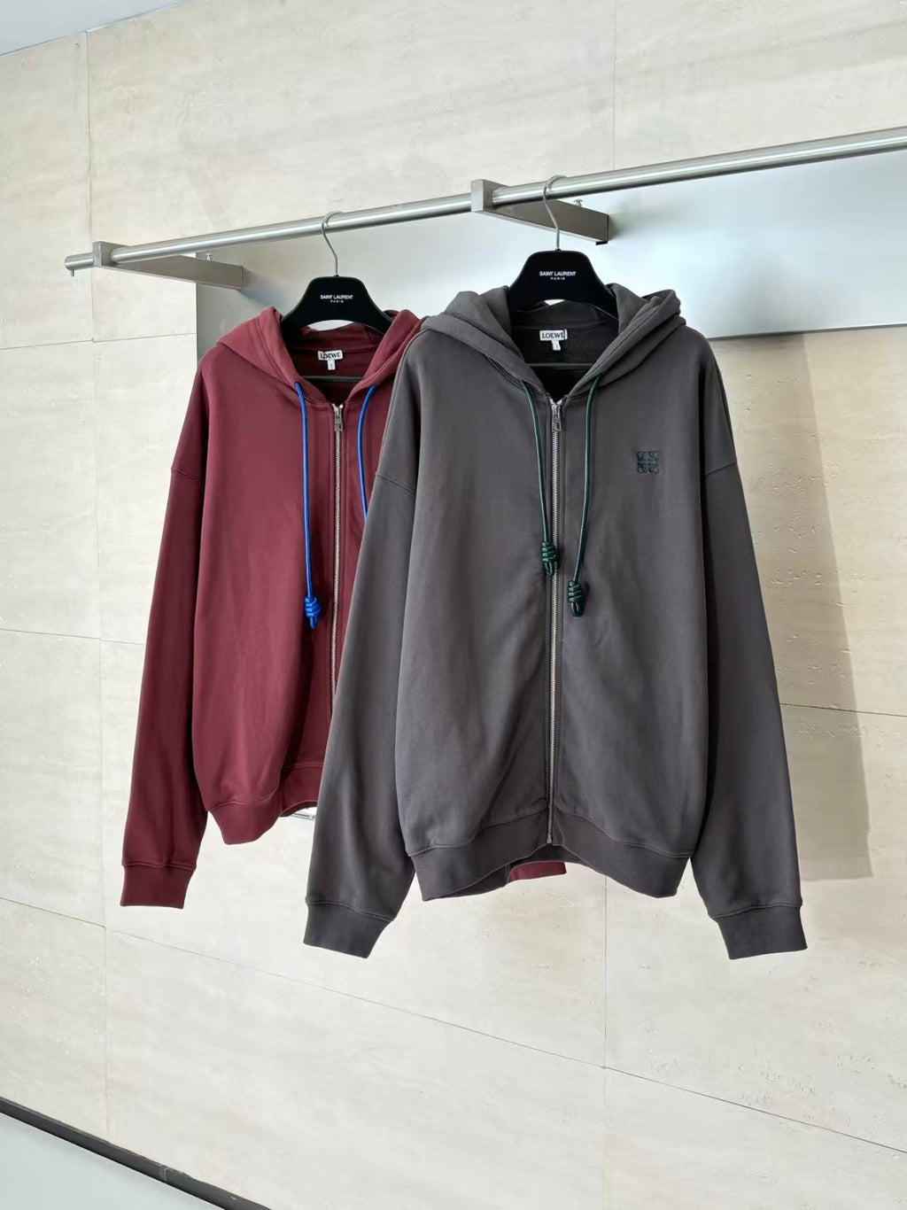 Embroidered zipper hooded sweatshirt jacket