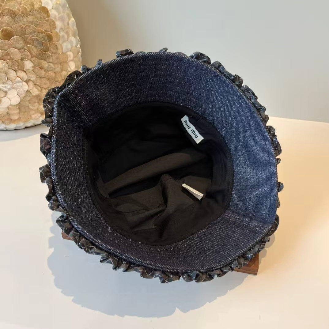 New lace denim fisherman hat