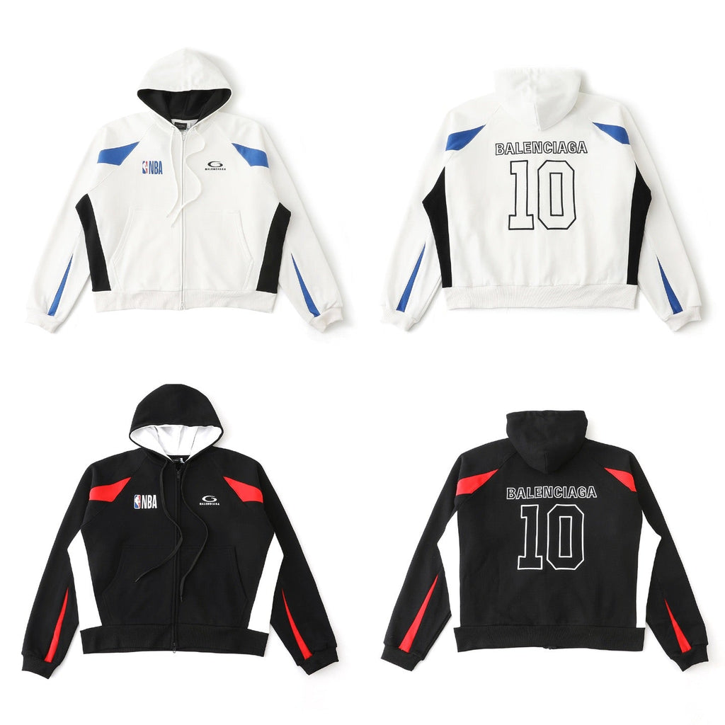 Co branded series cotton zipper long sleeved casual hooded sweatshirt jacket
