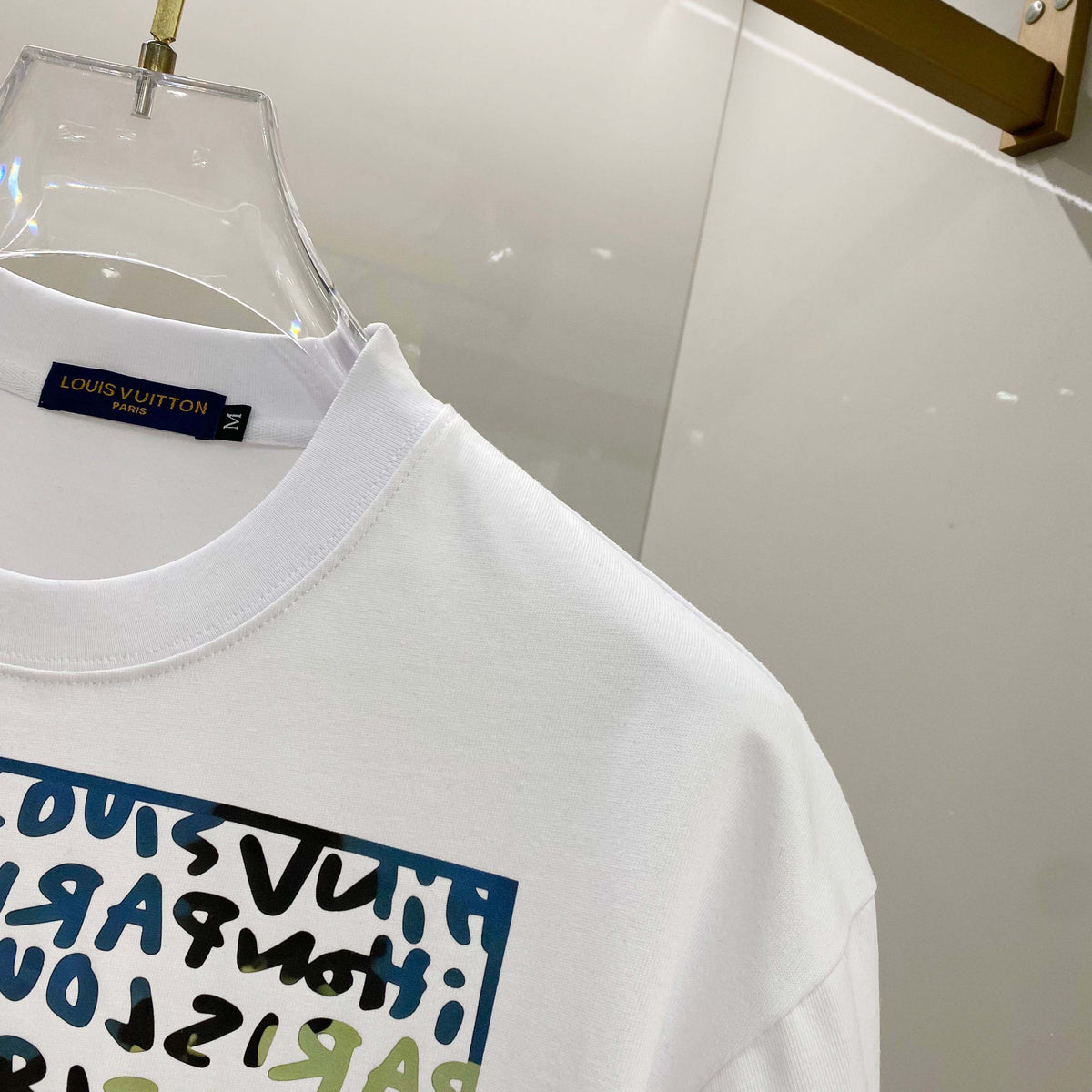 Chest sticker printed logo round neck short sleeved T-shirt 1