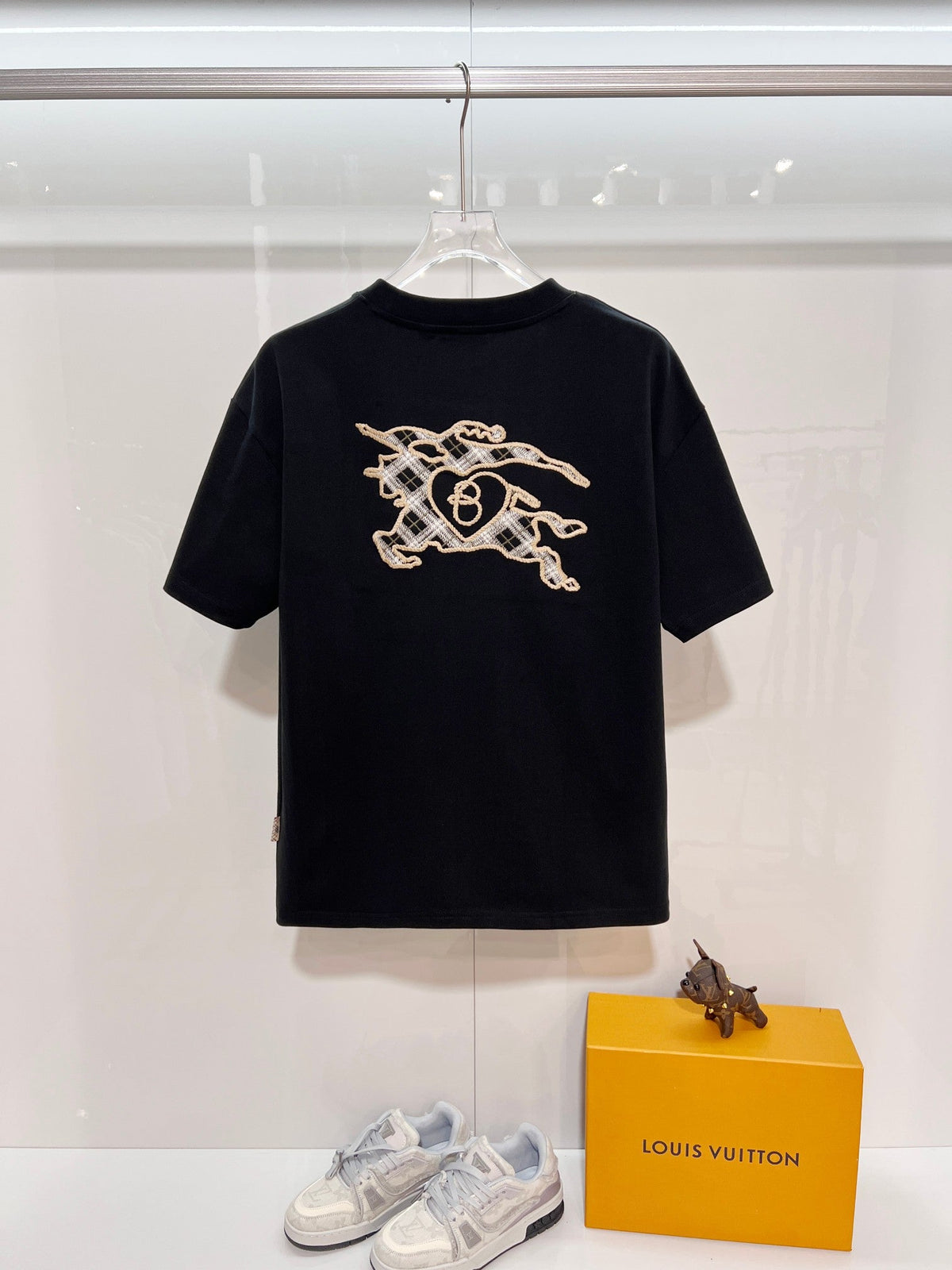 Front hemp rope embroidered letter logo short sleeved shirt