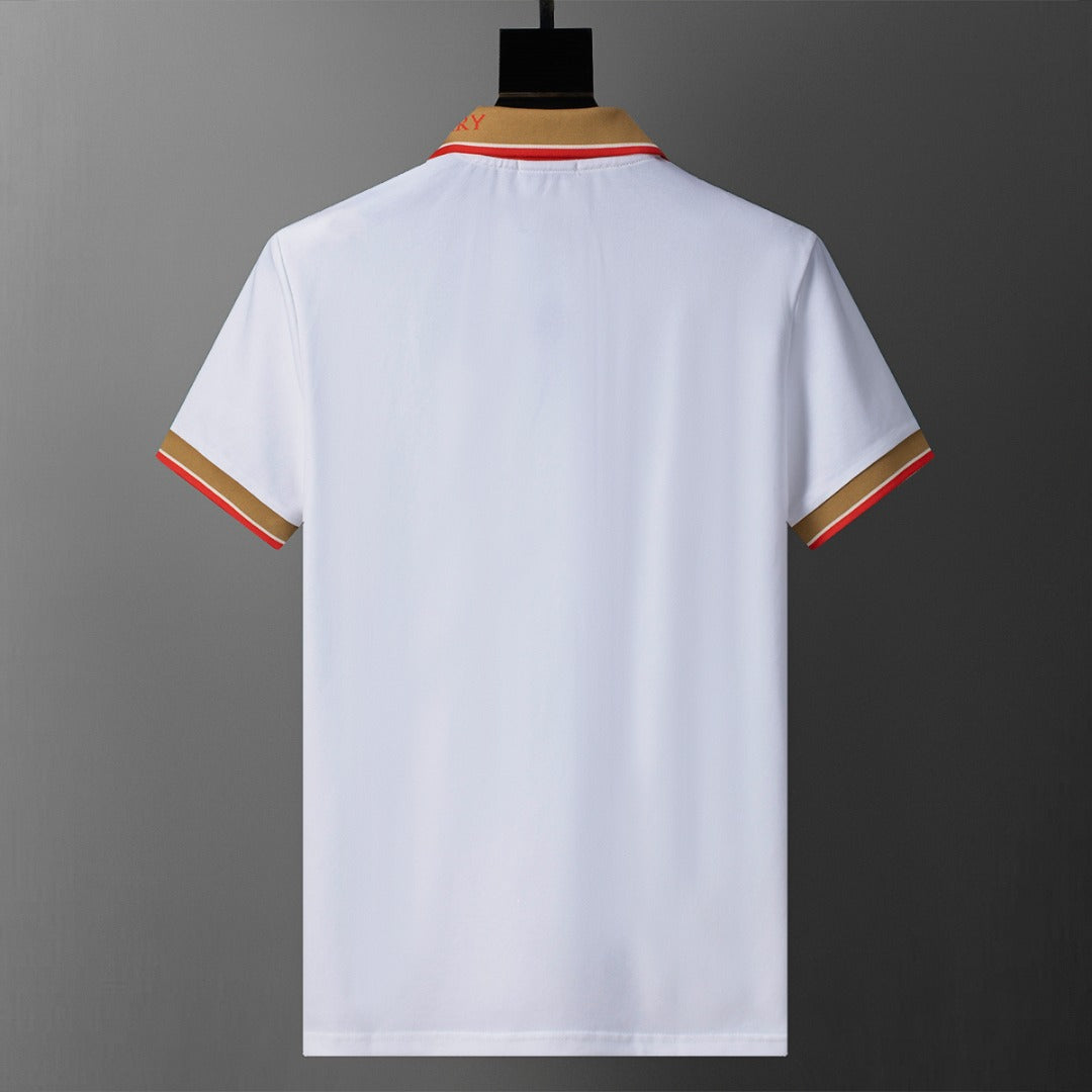Silk pearl fabric lapel T-shirt