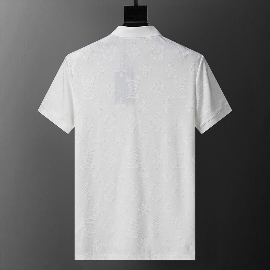 Knitted jacquard fabric lapel T-shirt