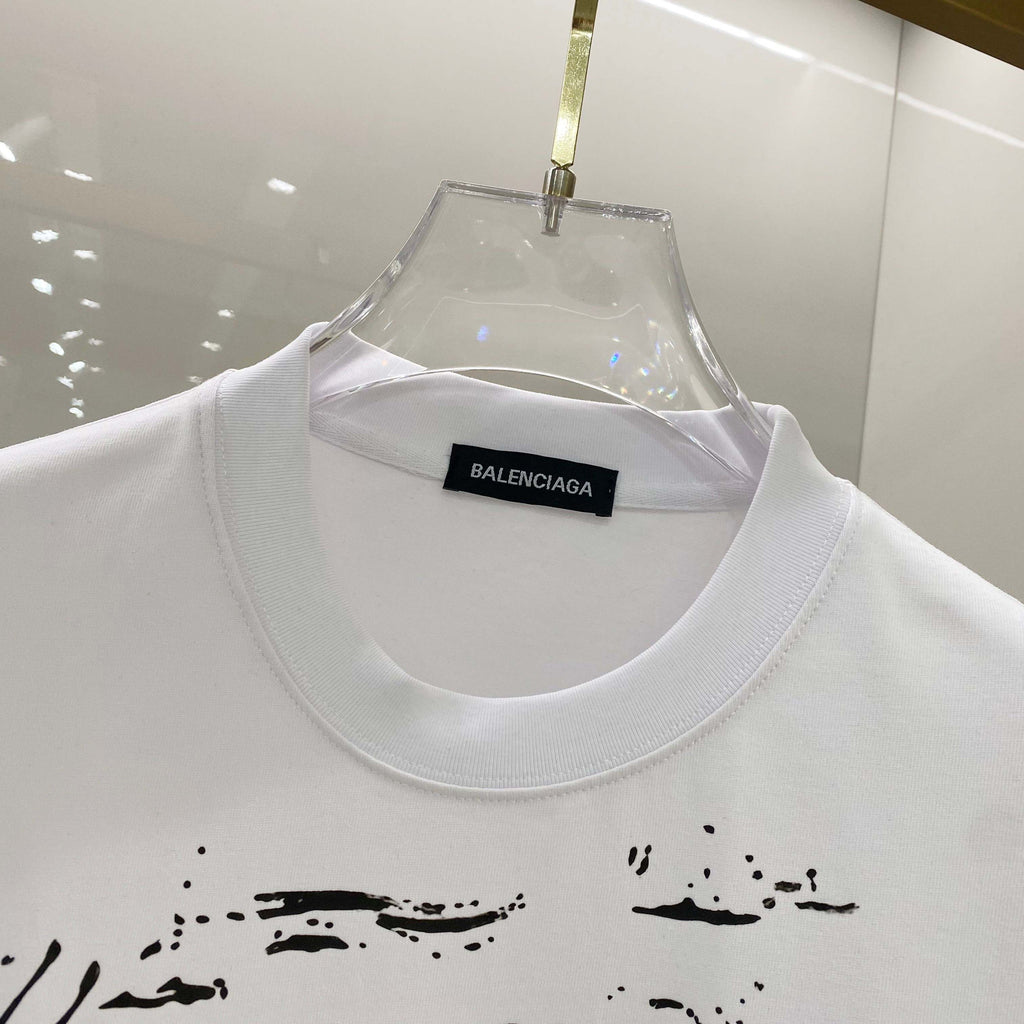 Chest sticker printed logo round neck short sleeved T-shirt 6