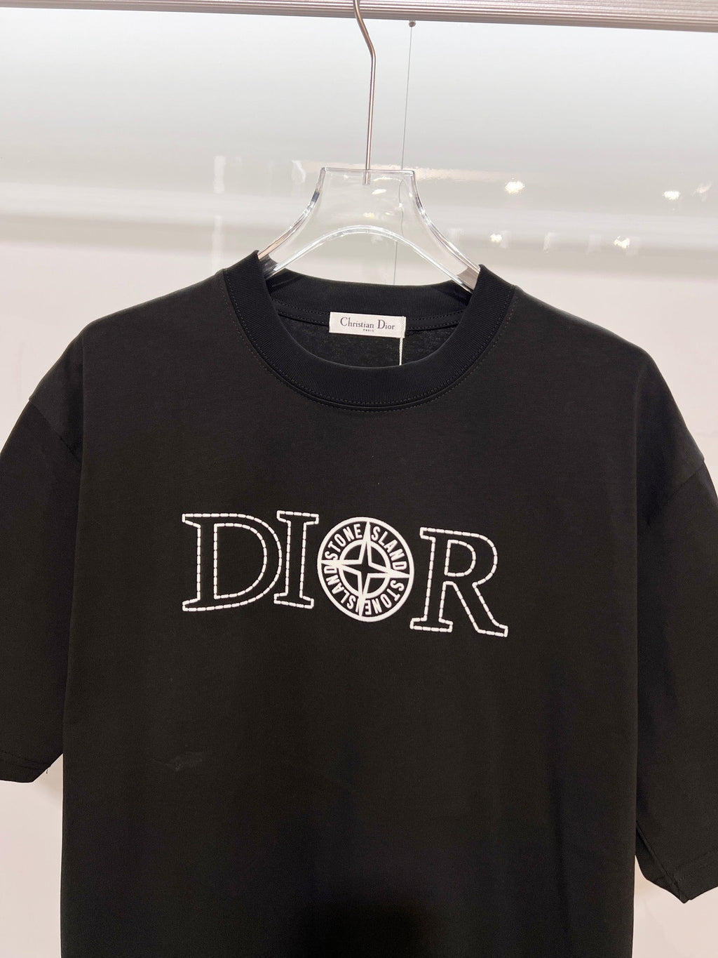 Classic dotted printed letter round neck T-shirt