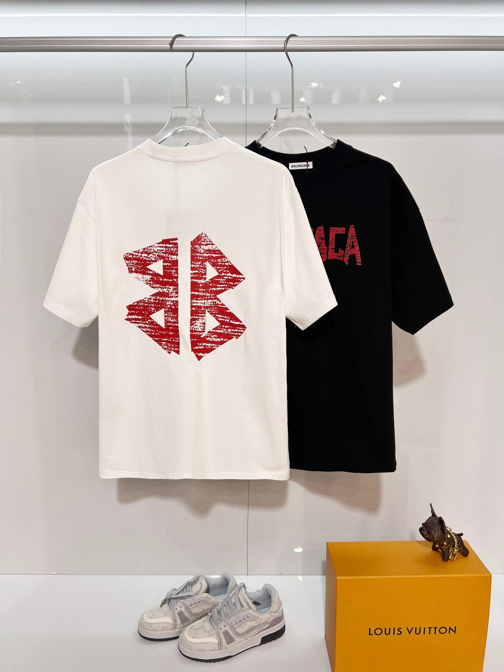 Wear and tear double-B printed letter round neck T-shirt