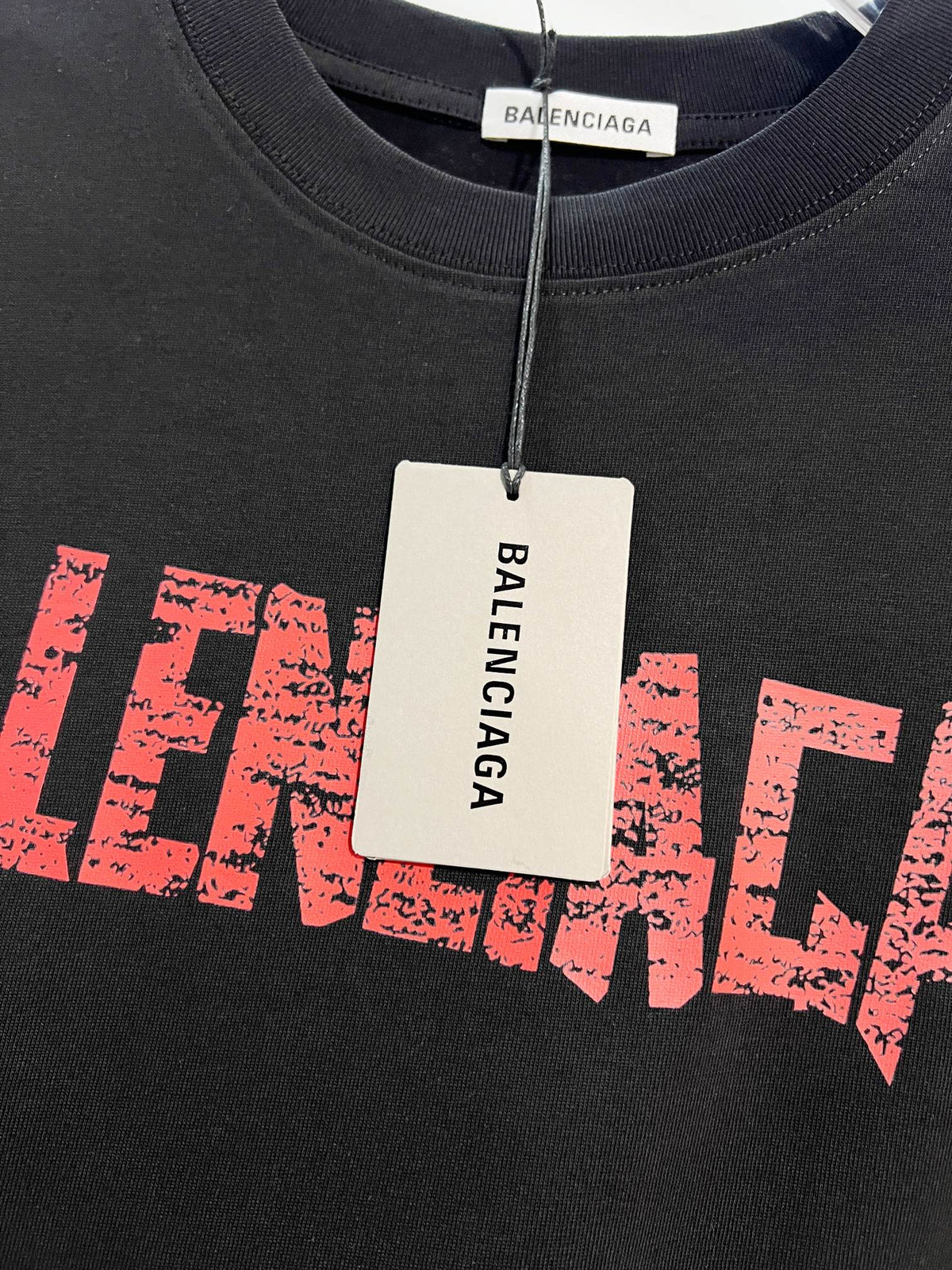 Wear and tear double-B printed letter round neck T-shirt