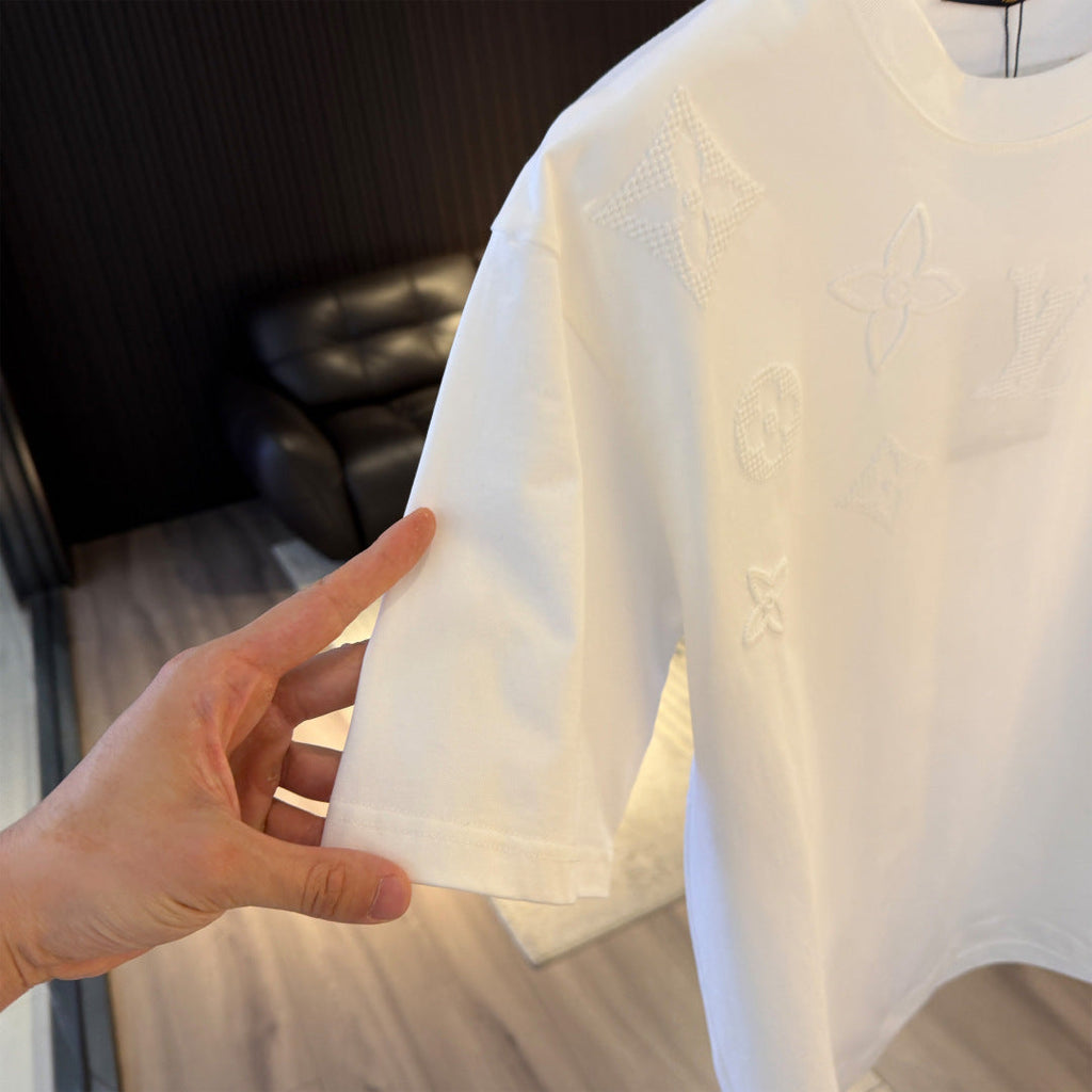 New embroidery craft logo letter short sleeved shirt