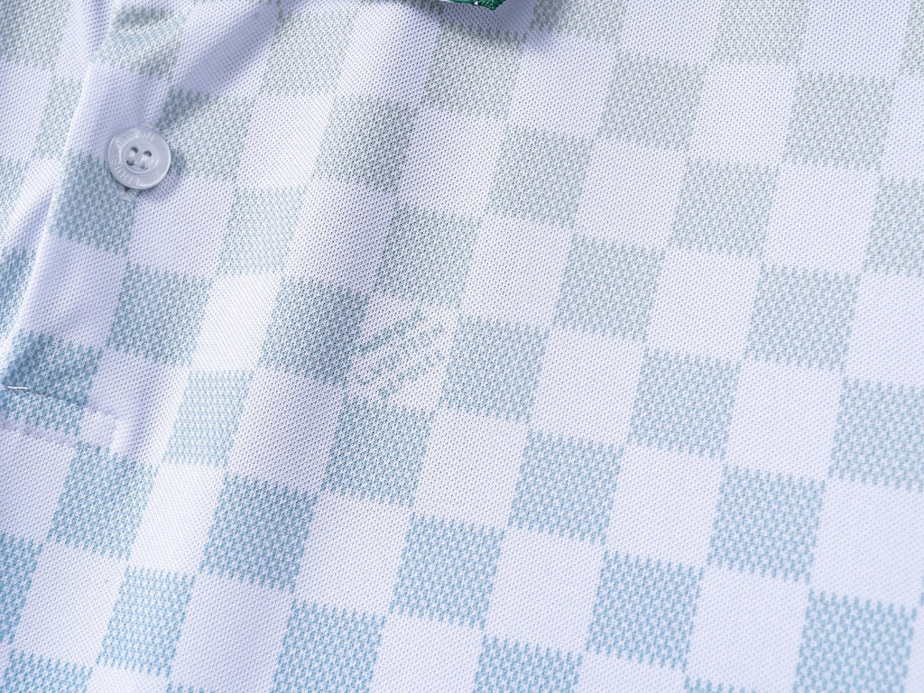 Gradient checkerboard printed lapel T-shirt