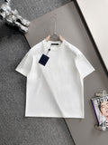 Damaged patchwork embroidered clover letter logo short sleeved t-shirt