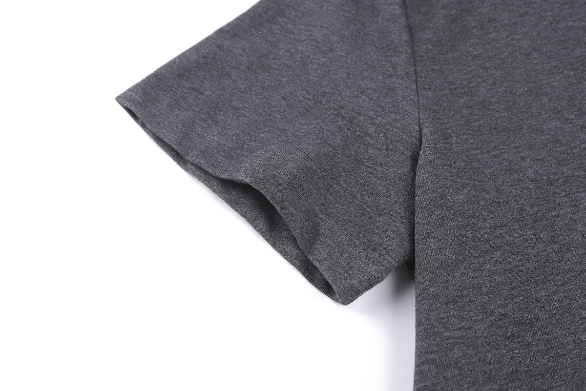 Embroidered cotton plain knit short sleeved T-shirt