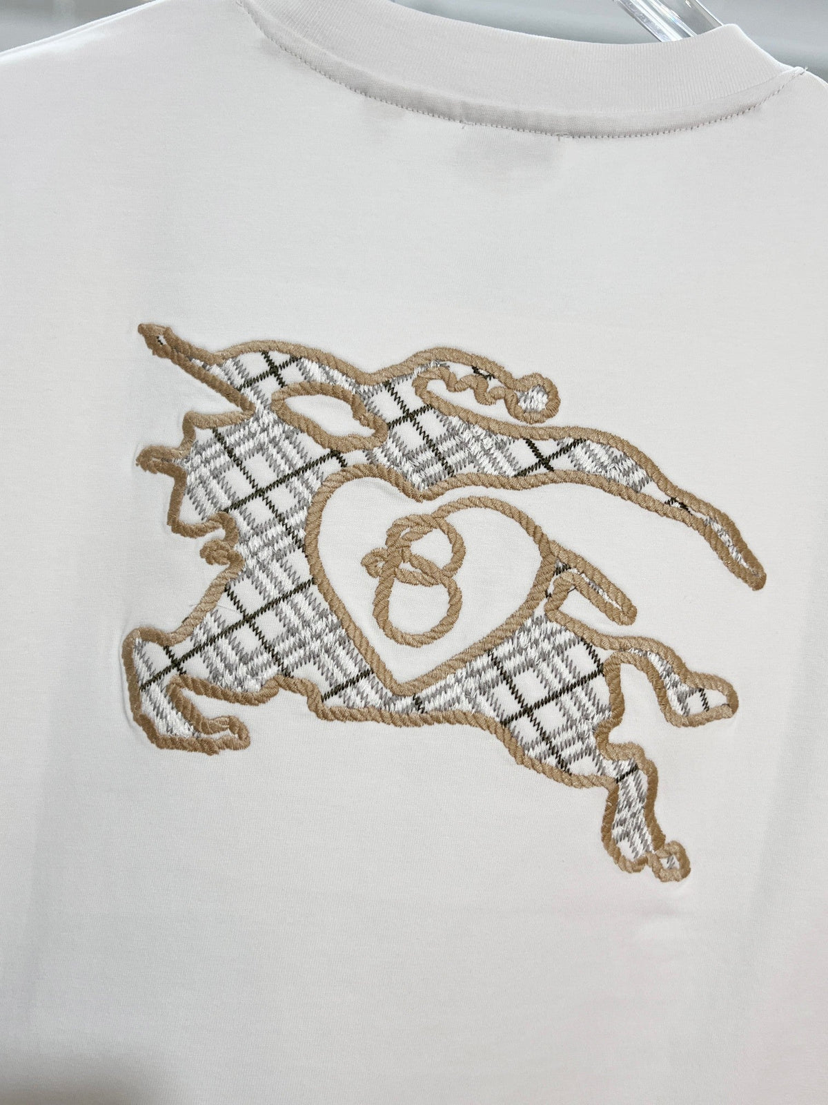 Front hemp rope embroidered letter logo short sleeved shirt