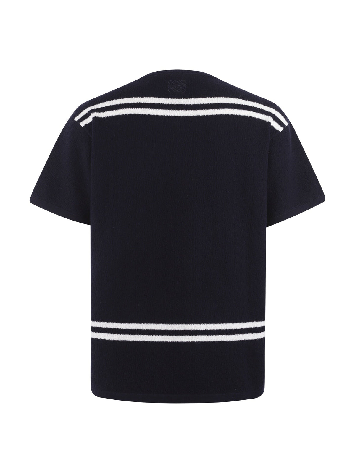 Lightweight textured wool round neck embroidered T-shirt