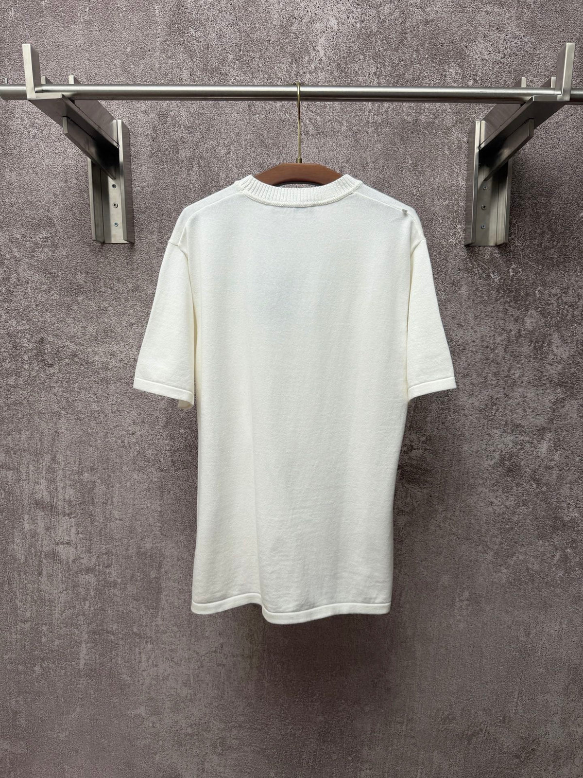 Pin Embroidered Knitted Short Sleeve T-shirt