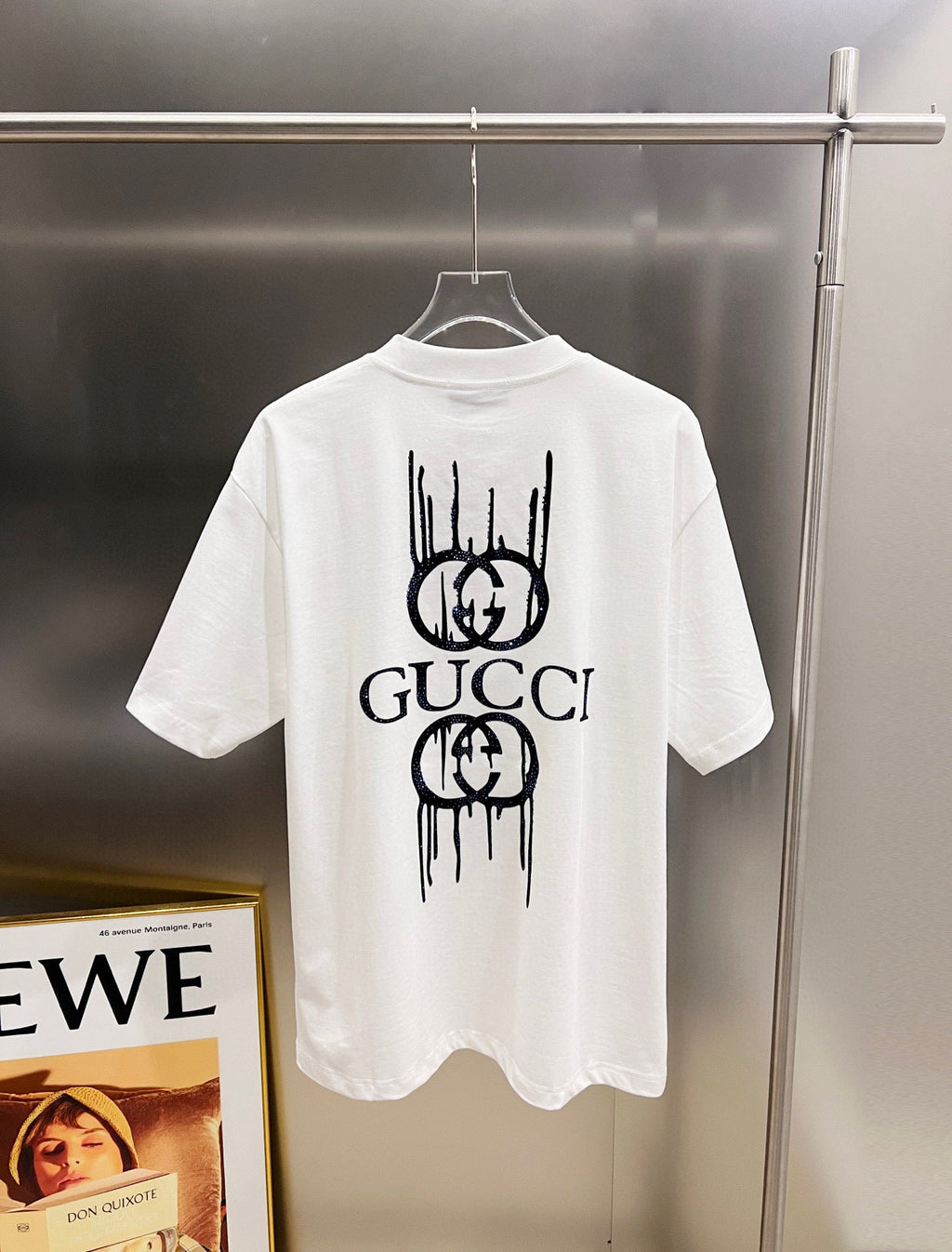 New logo Middle Eastern Australian diamond+plush printing technology short sleeved T-shirt