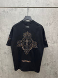 Embroidered couple short sleeved fabric with colored thread