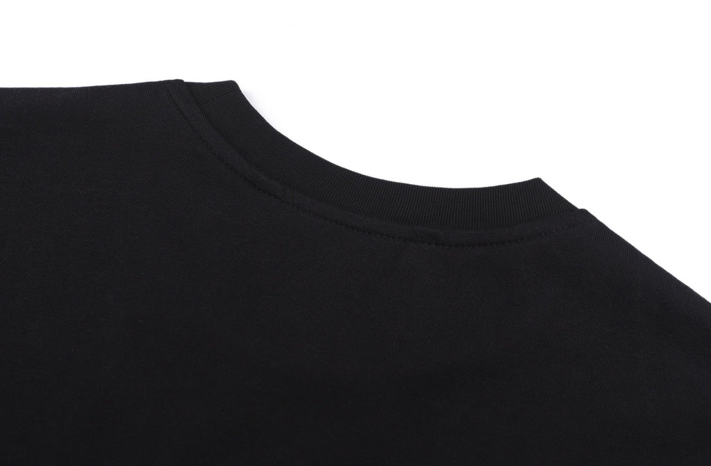 Space Embroidered Logo Round Neck Cotton T-shirt