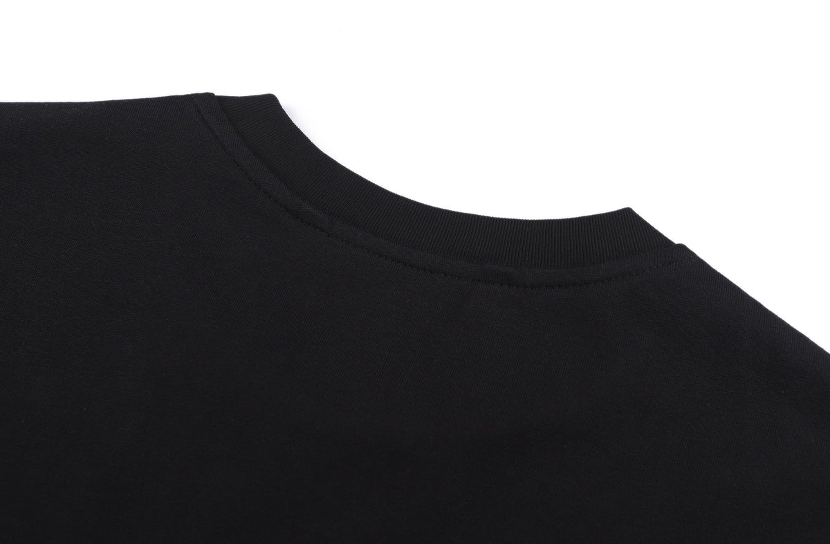 Space Embroidered Logo Round Neck Cotton T-shirt