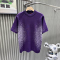 Letter dark jacquard gradient knitted shirt short sleeved