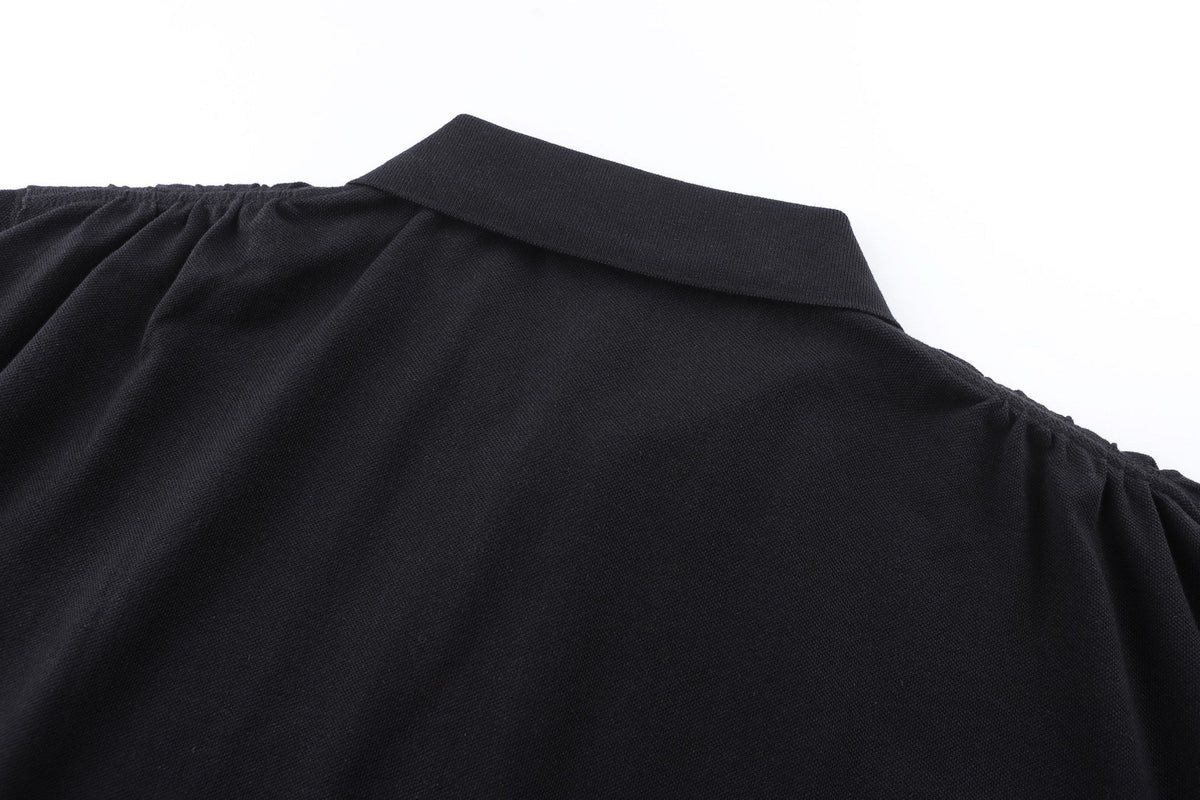 Polo collar cotton bead fabric shirt