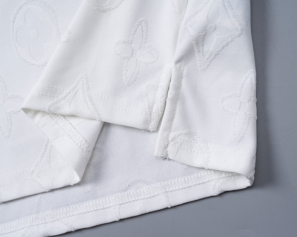 Knitted jacquard fabric lapel T-shirt