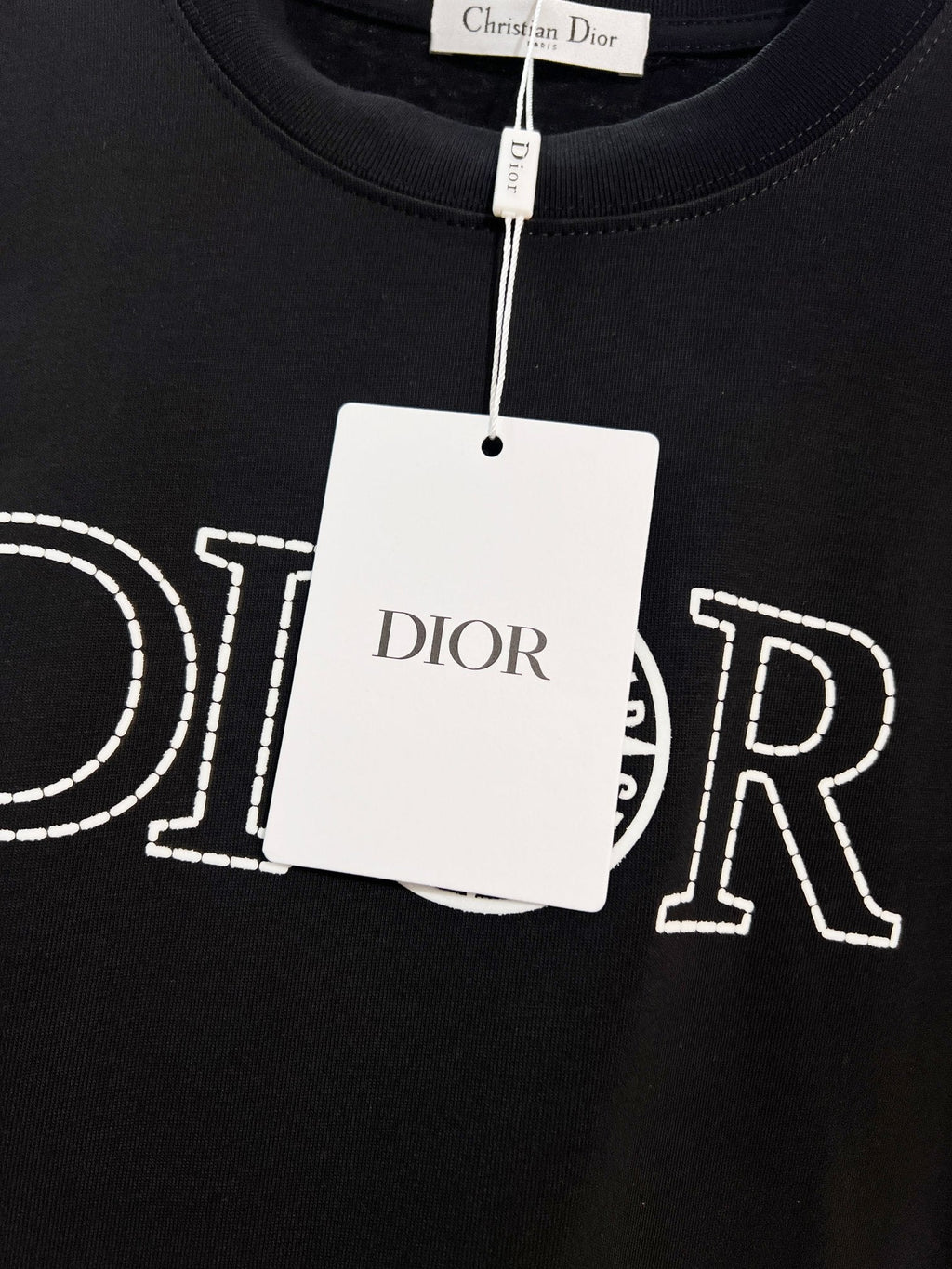 Classic dotted printed letter round neck T-shirt
