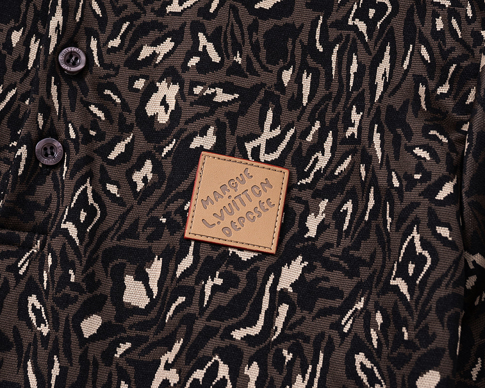 Knitted jacquard fabric lapel T-shirt