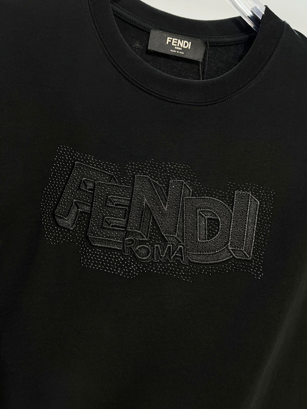 New three-dimensional hot bead heavy embroidery letter short sleeved shirt