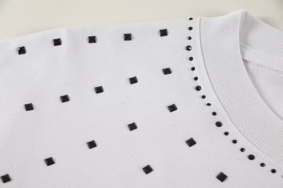 New rhinestone short sleeved T-shirt