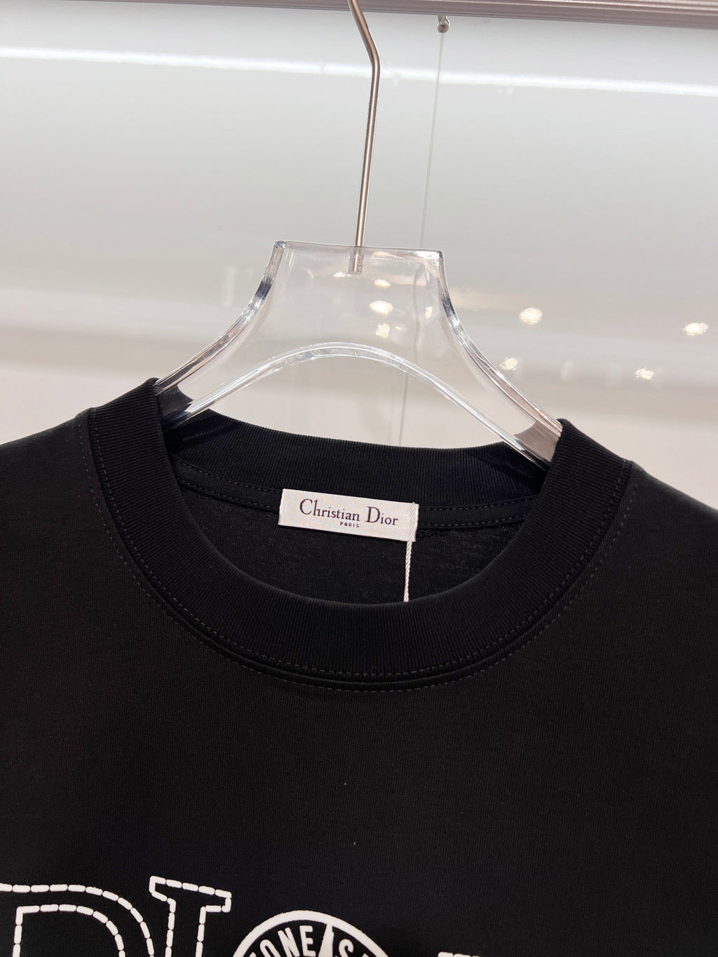 Classic dotted printed letter round neck T-shirt