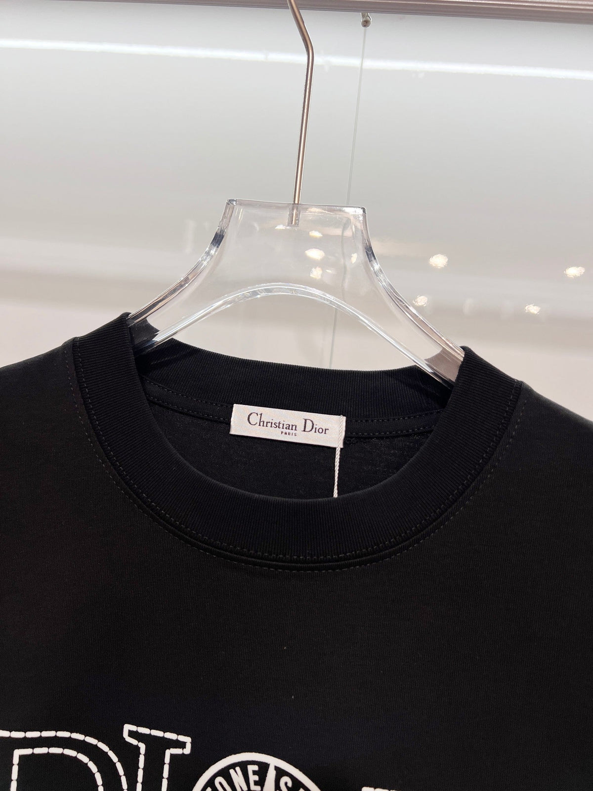 Classic dotted printed letter round neck T-shirt