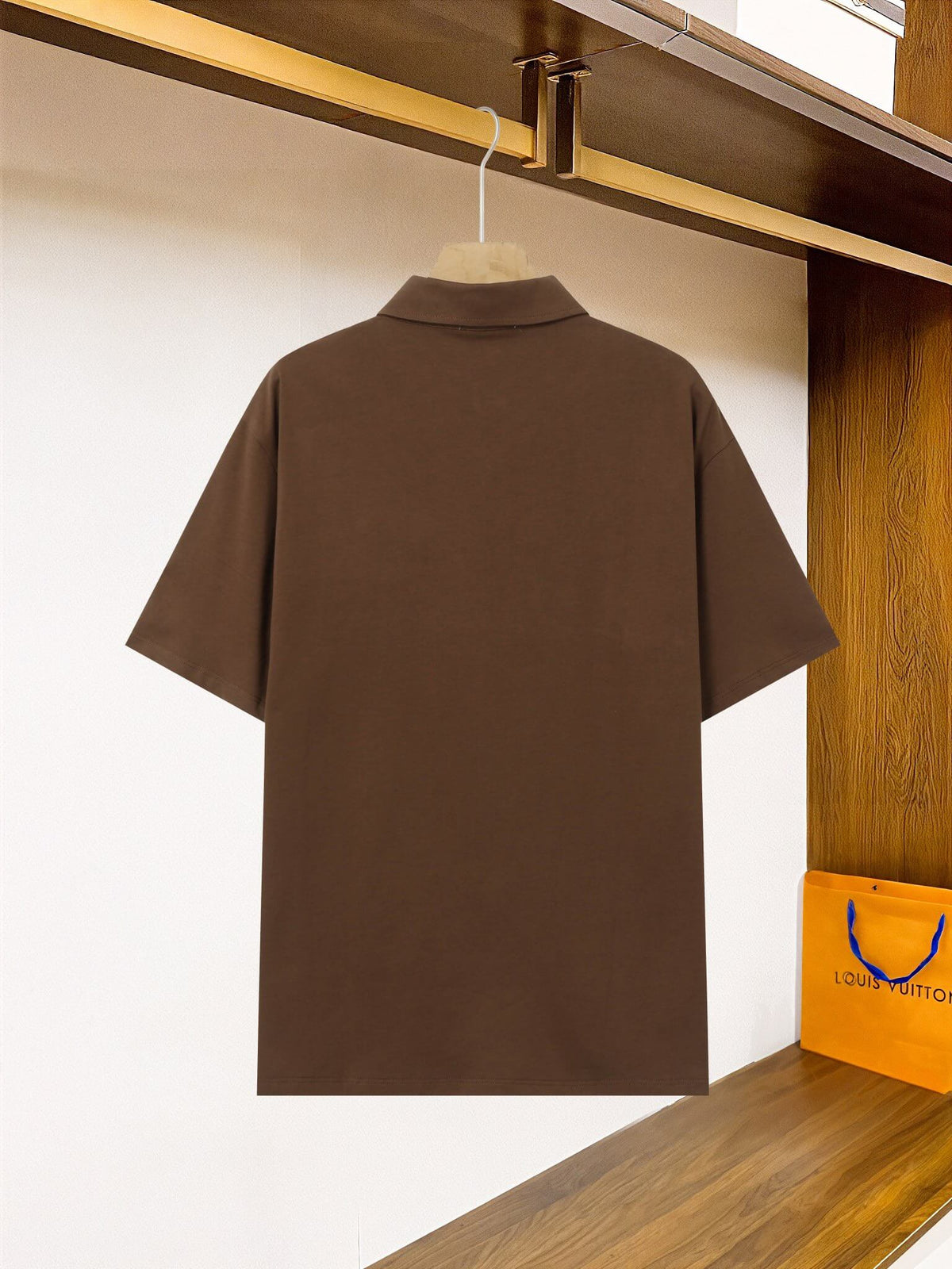 Brown Black Embroidered Polo