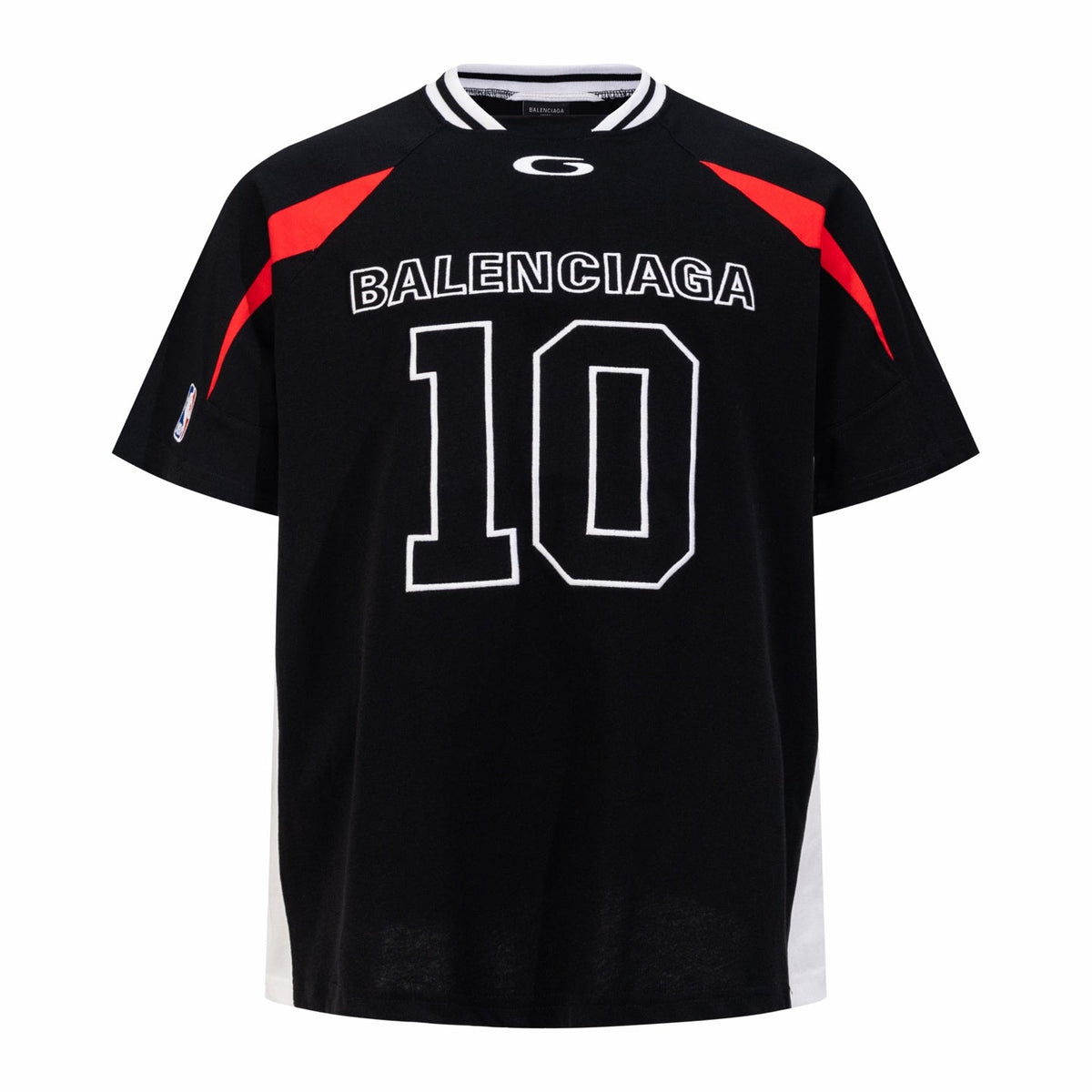 Embroidered contrasting short sleeved T-shirt