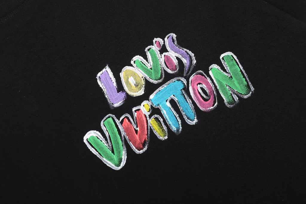 Hand drawn graffiti, splashed ink letters, logo, short sleeved t-shirt