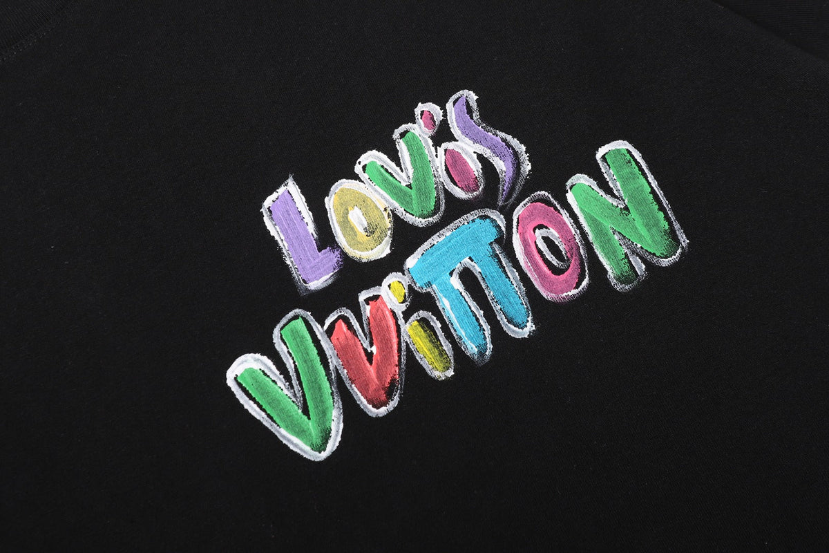 Hand drawn graffiti, splashed ink letters, logo, short sleeved t-shirt