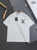 Cowboy patchwork letter embroidered round neck T-shirt