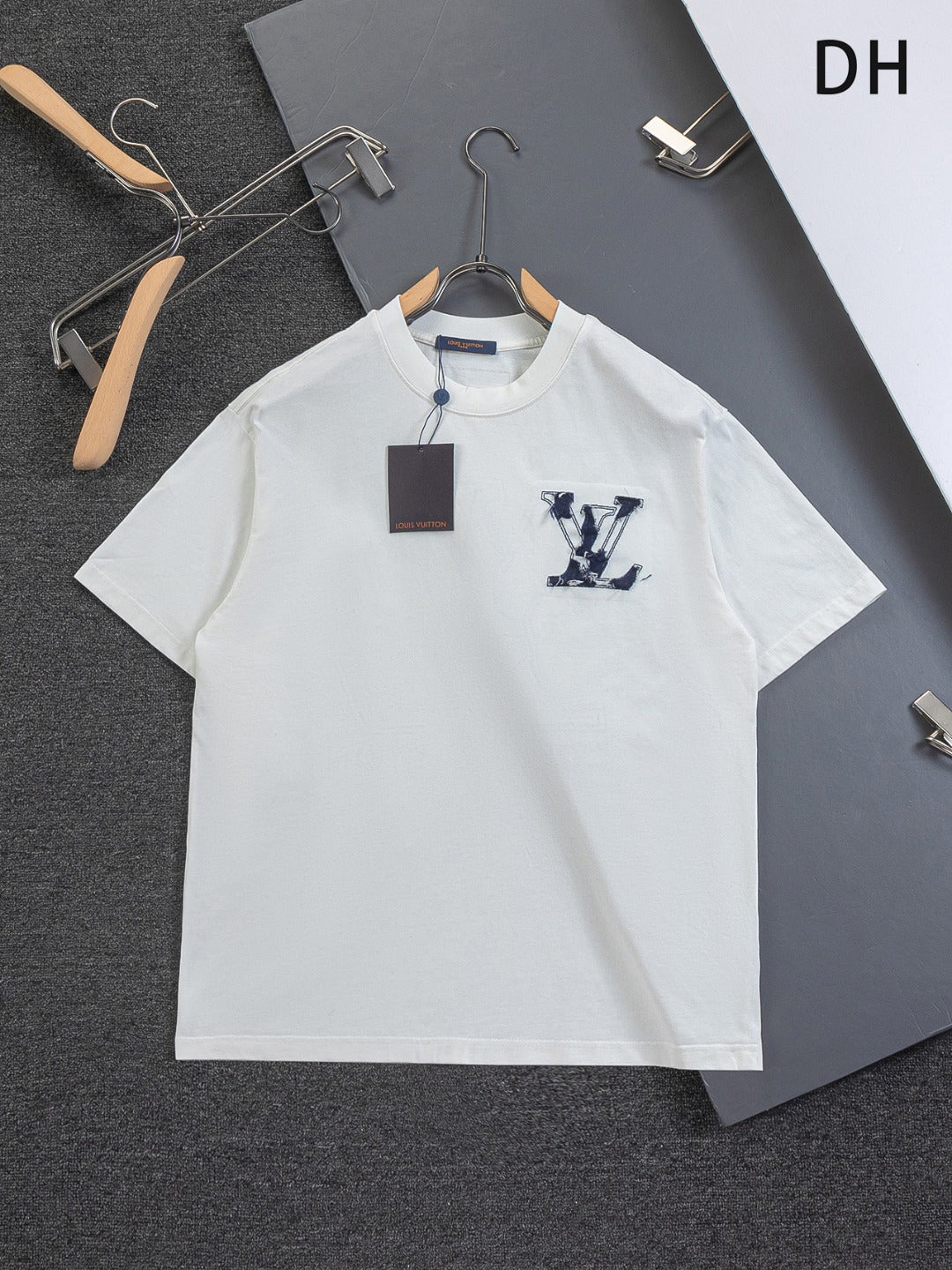 Cowboy patchwork letter embroidered round neck T-shirt